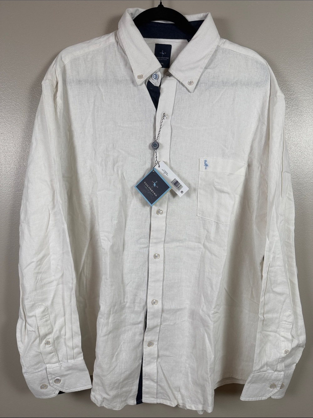 Tailorbyrd Men's White Linen Button-Down Casual Shirt